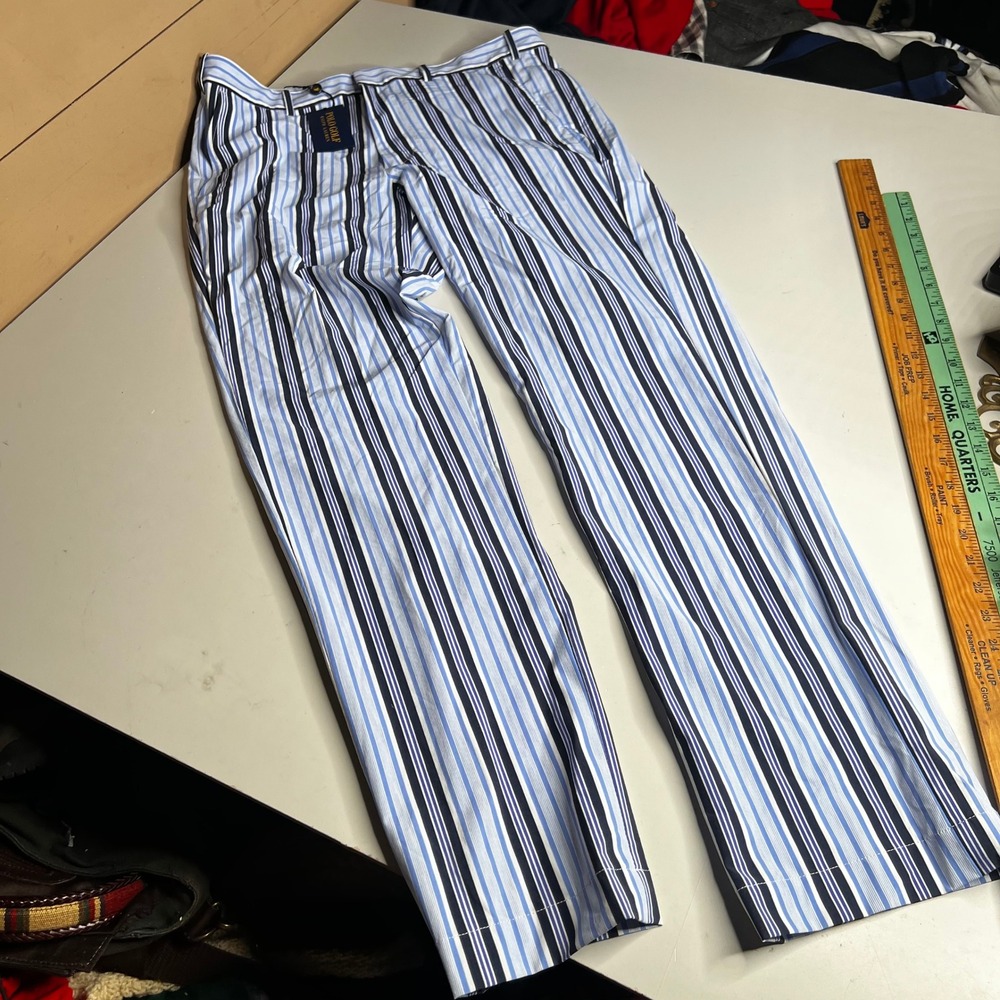 Polo Golf Ralph Lauren Brit West Indie Striped Pants Blue White 34x34 NEW